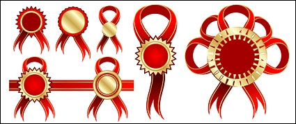 Red Ribbon badge vector material